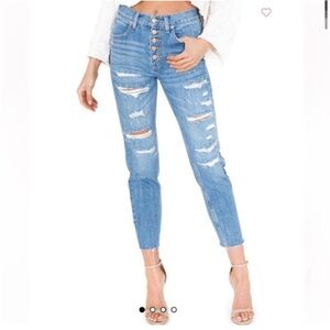 Free People We The Free Blossom High Rise distressed button fly jeans size 29